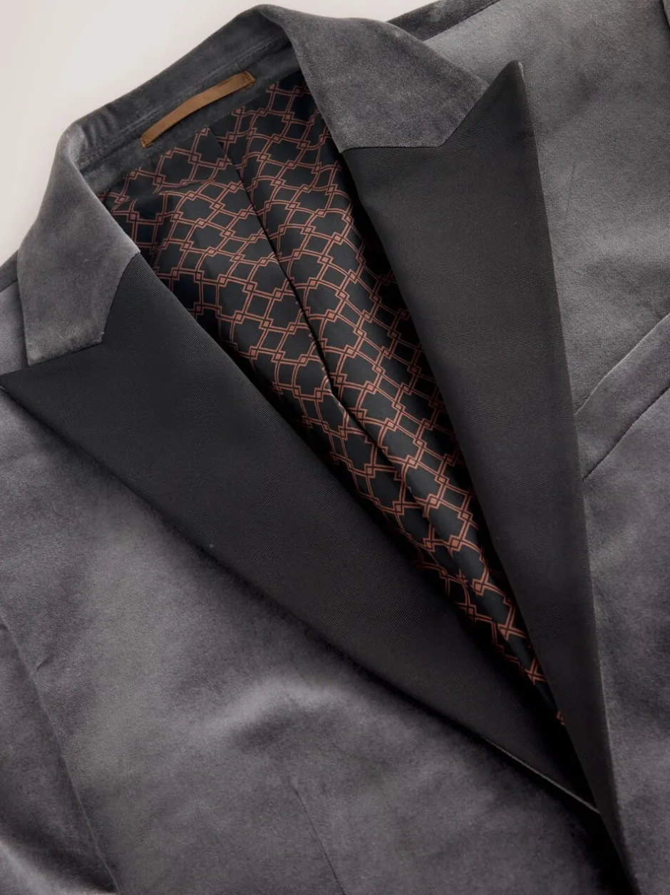 Smokings En Feestkleding|Blazers En Business-Jasjes|Next - Slim Fit - Motionflex stretchyfluwelen Blazer Grijs