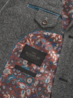 Blazers En Business-Jasjes*Next - Slim Fit - Signature Nova Fides Blazer van wolblend met visgraatmotief Grijs
