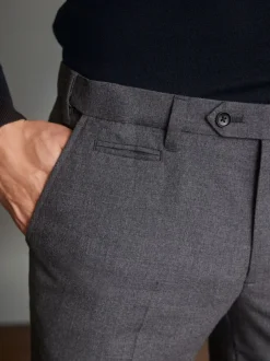 Formele Broek|Next - Slim Fit - Signature - 100% Wollen broek met Motion Flex-tailleband Grijs