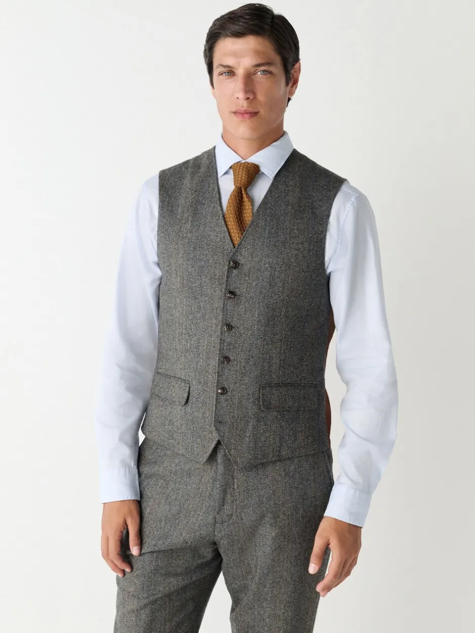 Vesten|Next Grijs - Slim Fit Wool Blend Herringbone Stripe Suit Waistcoat