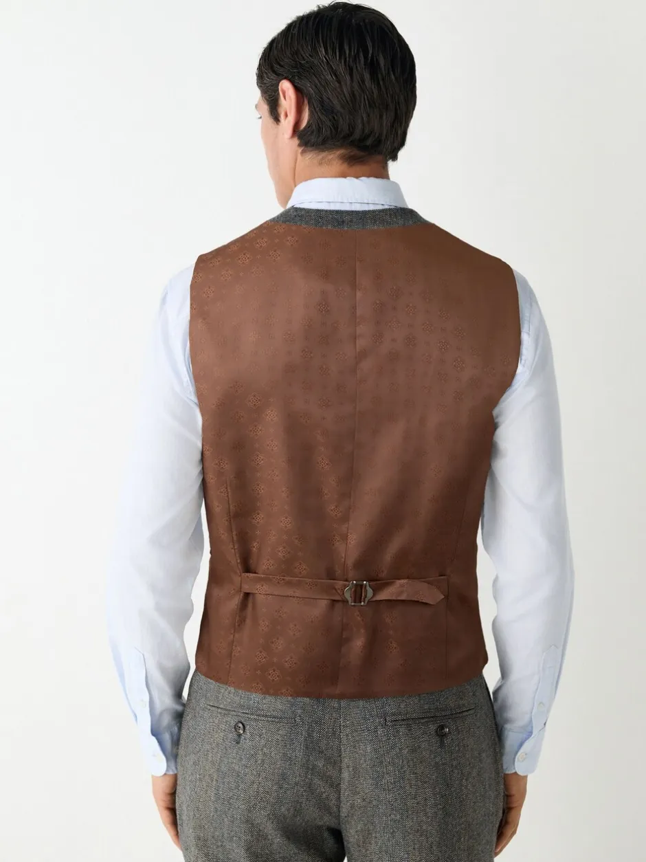 Vesten|Next Grijs - Slim Fit Wool Blend Herringbone Stripe Suit Waistcoat