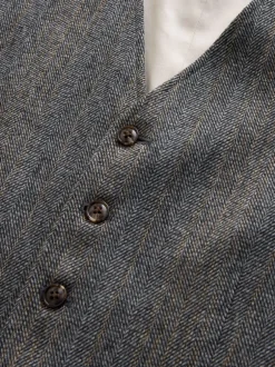 Vesten|Next Grijs - Slim Fit Wool Blend Herringbone Stripe Suit Waistcoat
