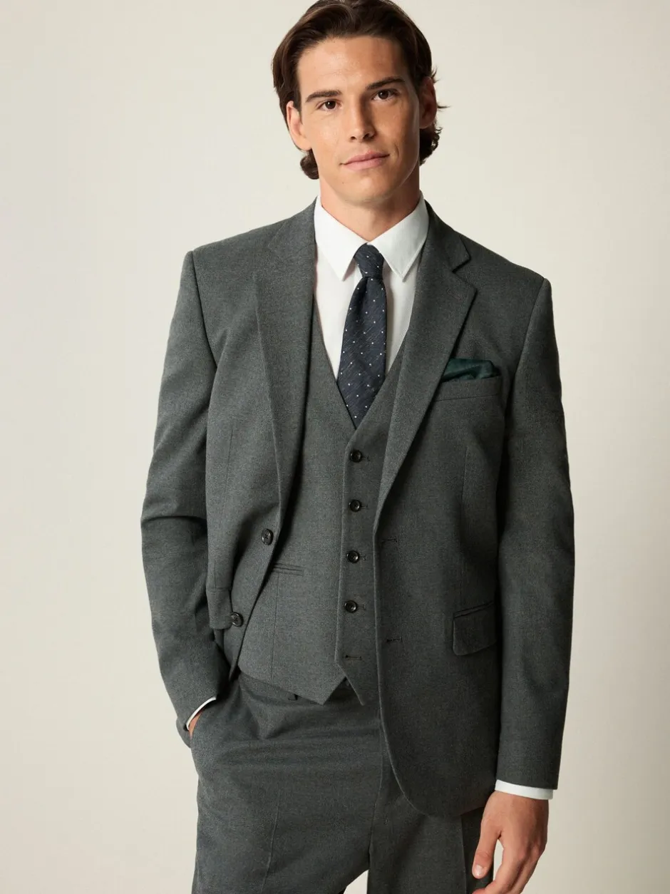 Blazers En Business-Jasjes|Pakken|Next Grijs - Slim-fit flanellen colbert