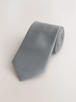 Stropdassen En Pochets|Next Grijs - Smal - Stropdas met textuur