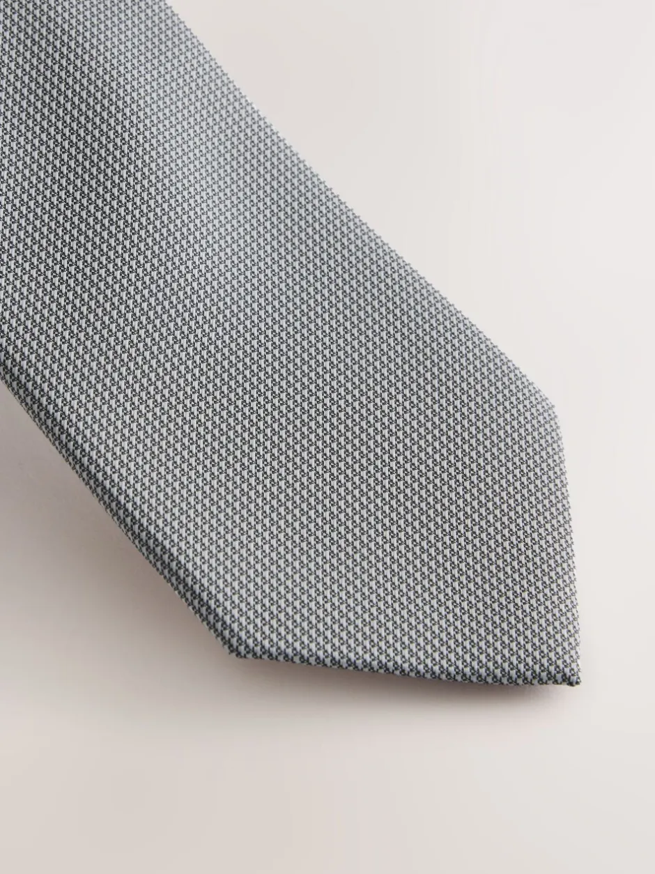 Stropdassen En Pochets|Next Grijs - Smal - Stropdas met textuur