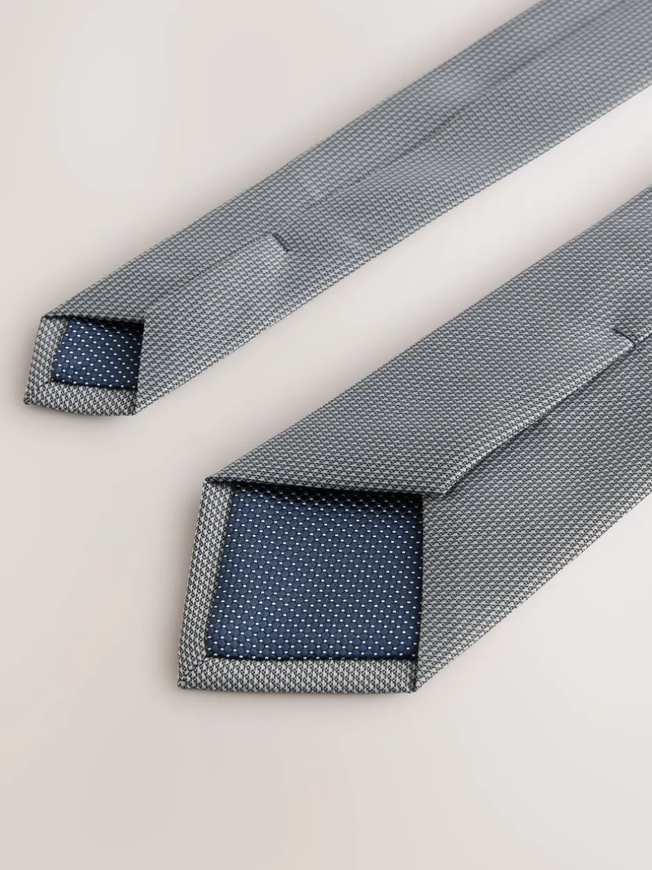 Stropdassen En Pochets|Next Grijs - Smal - Stropdas met textuur