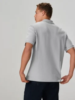 Poloshirts|Next - Smart poloshirt met textuur en rits Grijs