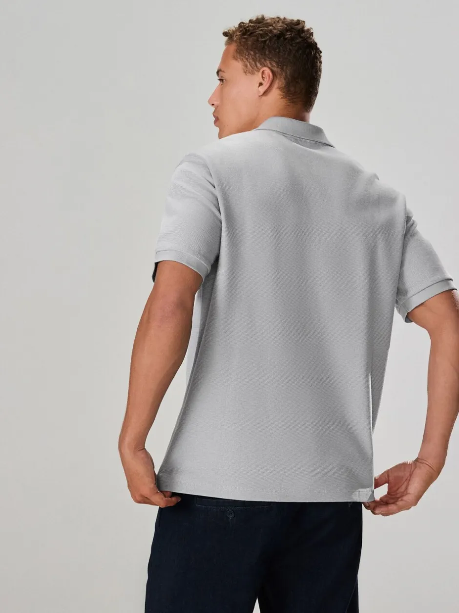Poloshirts|Next - Smart poloshirt met textuur en rits Grijs