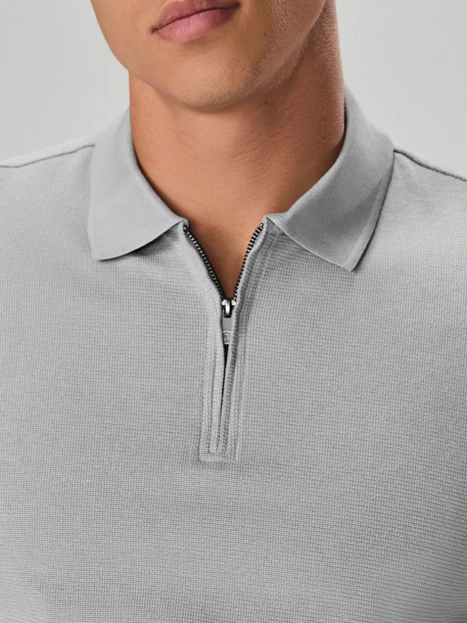 Poloshirts|Next - Smart poloshirt met textuur en rits Grijs