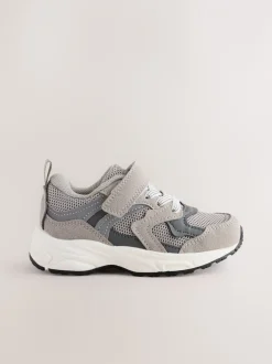 Sneakers*Next - Sneakers met klittenbandsluiting en elastische veters Grijs