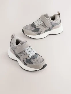 Sneakers*Next - Sneakers met klittenbandsluiting en elastische veters Grijs