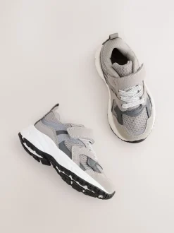 Sneakers*Next - Sneakers met klittenbandsluiting en elastische veters Grijs