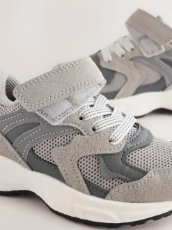 Sneakers*Next - Sneakers met klittenbandsluiting en elastische veters Grijs
