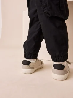 Sneakers|Next Grijs - Sneakers met klittenbandsluiting en elastische veters