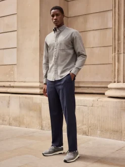 Formele Overhemden|Shirts*Next Grijs - Soft Touch Oxford Long Sleeve Shirt