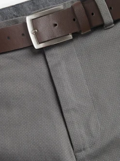 Broeken En Chino's|Next - Straight fit - Zachte chino met print en riem Grijs