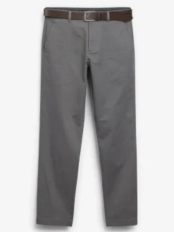 Broeken En Chino's|Next - Straight fit - Zachte chino met print en riem Grijs