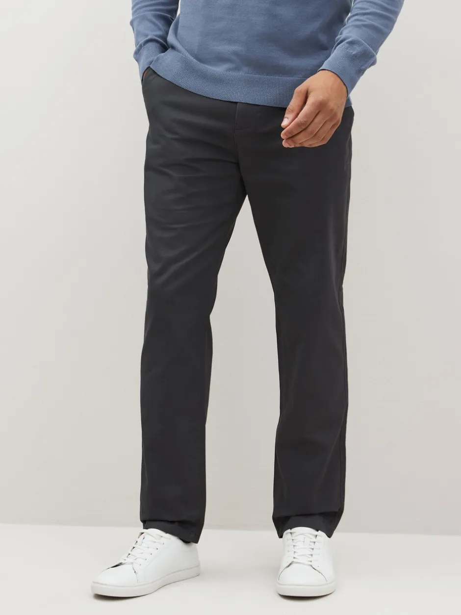 Broeken En Chino's|Next - Straight-fit chino van 100% katoen Grijs