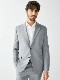Blazers En Business-Jasjes|Pakken*Next - Strakke Pasvorm - Kostuum met textuur: colbert Grijs