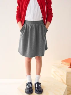 Shorts En Rokken|Next Grijs - Stretchy schoolrok met elastische tailleband (3 - 16 jr)