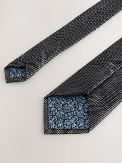 Stropdassen En Pochets|Next Grijs - Stropdas met textuur en dasspeld