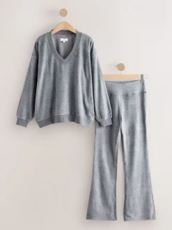 Loungewear|Next - STUDIO Fleece Tunic & Joggers Set Grijs