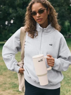 Hoody's En Sweatshirts*self. - Sweatshirt met korte rits Grijs