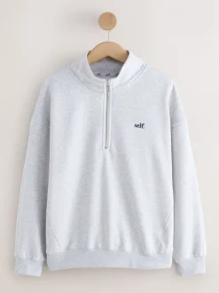 Hoody's En Sweatshirts*self. - Sweatshirt met korte rits Grijs
