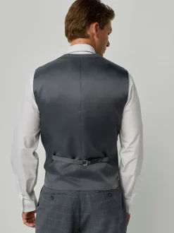 Vesten*Next Grijs - Tailored Fit Check Flannel Suit Waistcoat