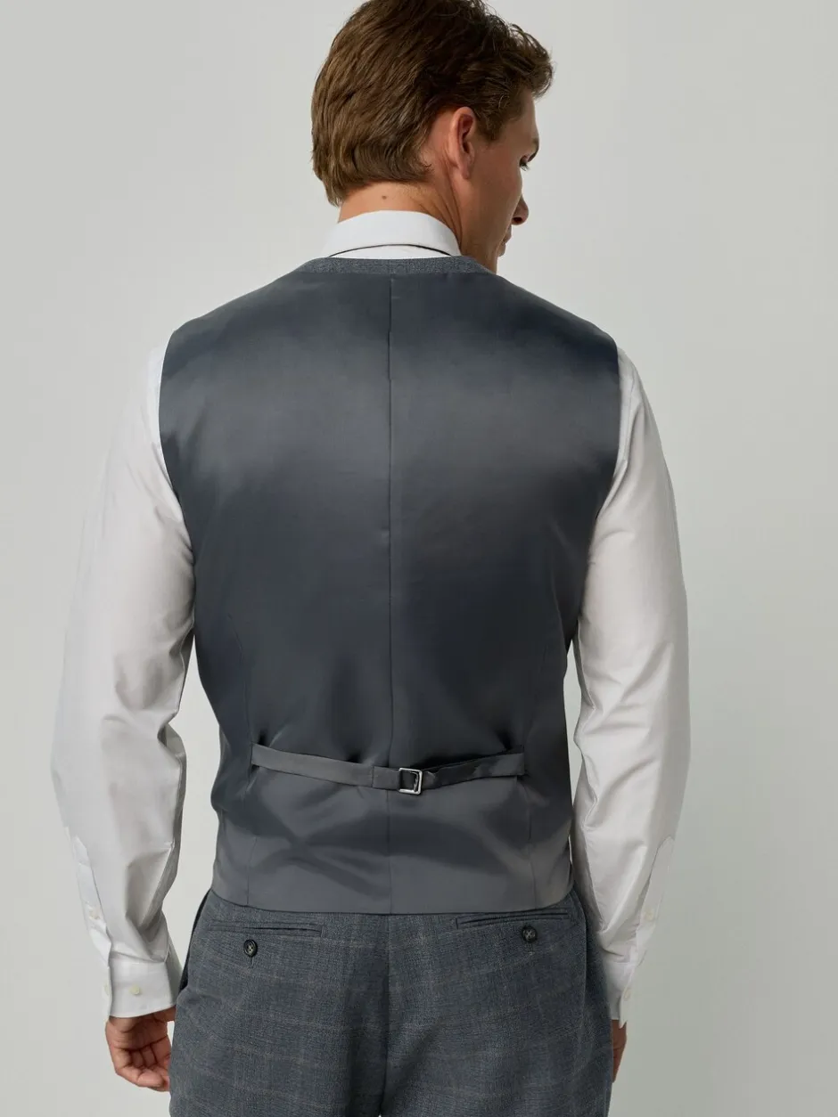 Vesten*Next Grijs - Tailored Fit Check Flannel Suit Waistcoat