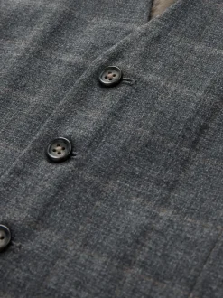 Vesten*Next Grijs - Tailored Fit Check Flannel Suit Waistcoat