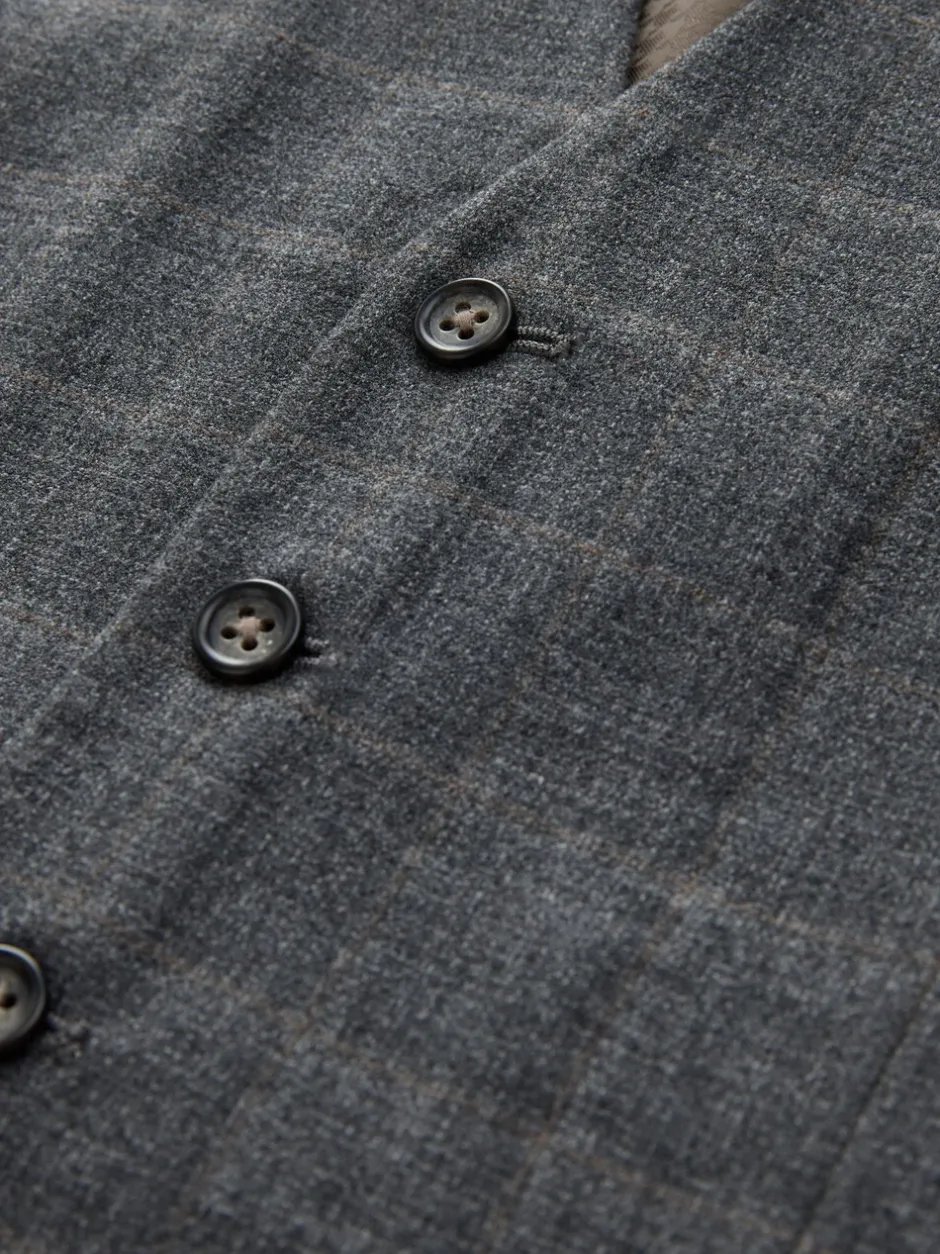 Vesten*Next Grijs - Tailored Fit Check Flannel Suit Waistcoat
