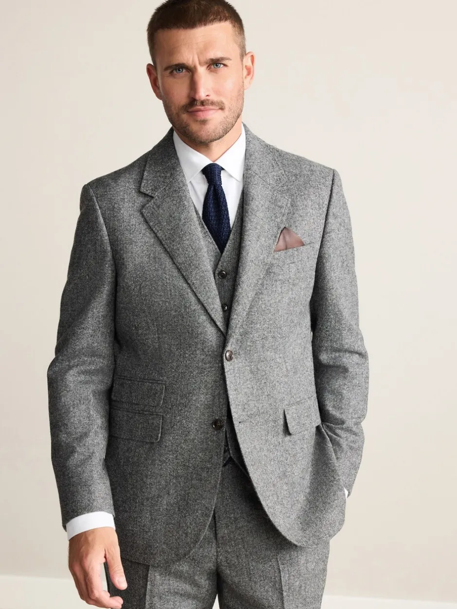 Blazers En Business-Jasjes|Pakken*Next - Tailored Fit Signature Abraham Moon 100% British Wool Donegal Suit Jacket Grijs