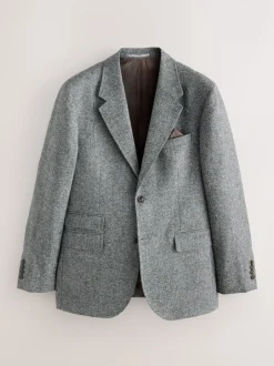 Blazers En Business-Jasjes|Pakken*Next - Tailored Fit Signature Abraham Moon 100% British Wool Donegal Suit Jacket Grijs