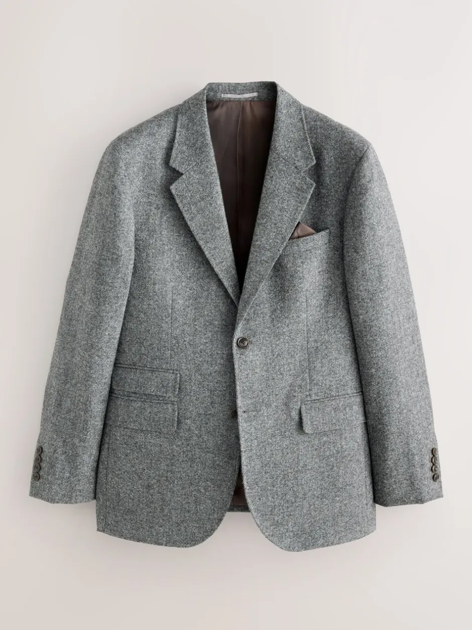 Blazers En Business-Jasjes|Pakken*Next - Tailored Fit Signature Abraham Moon 100% British Wool Donegal Suit Jacket Grijs