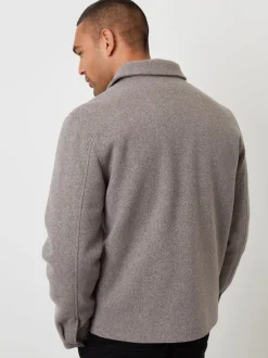 Blazers En Business-Jasjes|Threadbare - - Gewatteerd shacket met knopen van imitatie wol Grijs