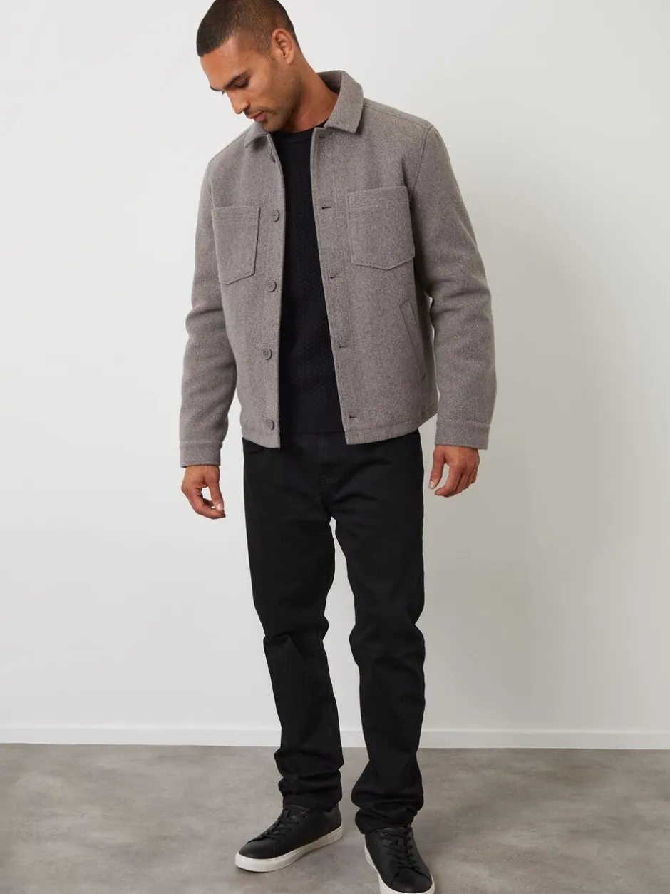 Blazers En Business-Jasjes|Threadbare - - Gewatteerd shacket met knopen van imitatie wol Grijs