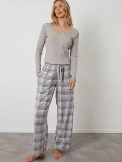 Pyjama's|Threadbare - - Katoenen pyjama met lange mouwen Grijs