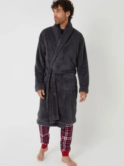 Kamerjassen En Badjassen|Threadbare - Cosy Borg Dressing Gown Grijs