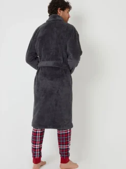 Kamerjassen En Badjassen|Threadbare - Cosy Borg Dressing Gown Grijs