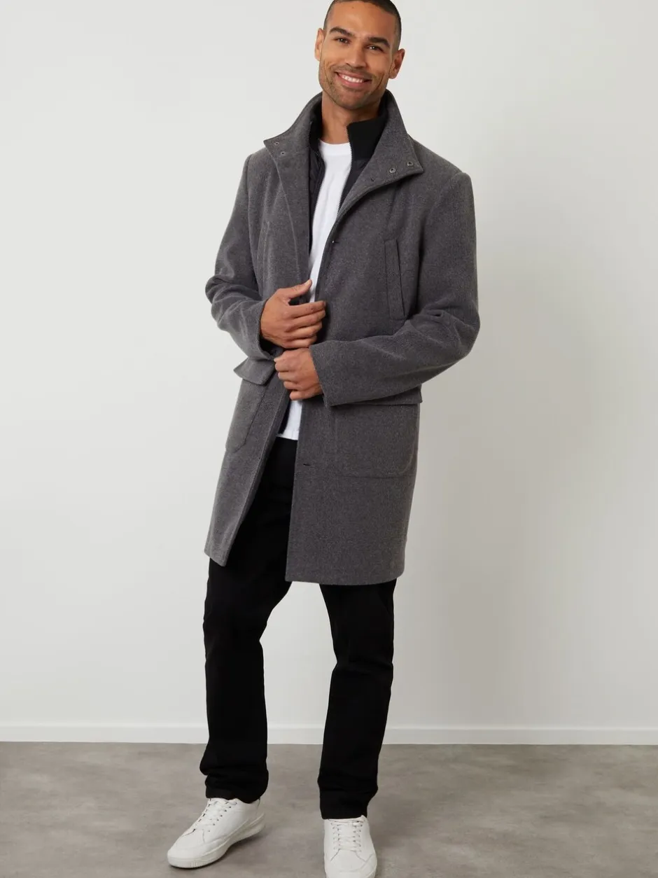 Jassen En Jacks*Threadbare - Lange utility-jas van imitatie-wol met laagjeslook Grijs