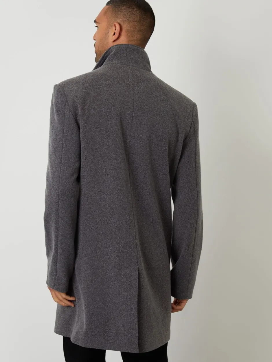 Jassen En Jacks*Threadbare - Lange utility-jas van imitatie-wol met laagjeslook Grijs