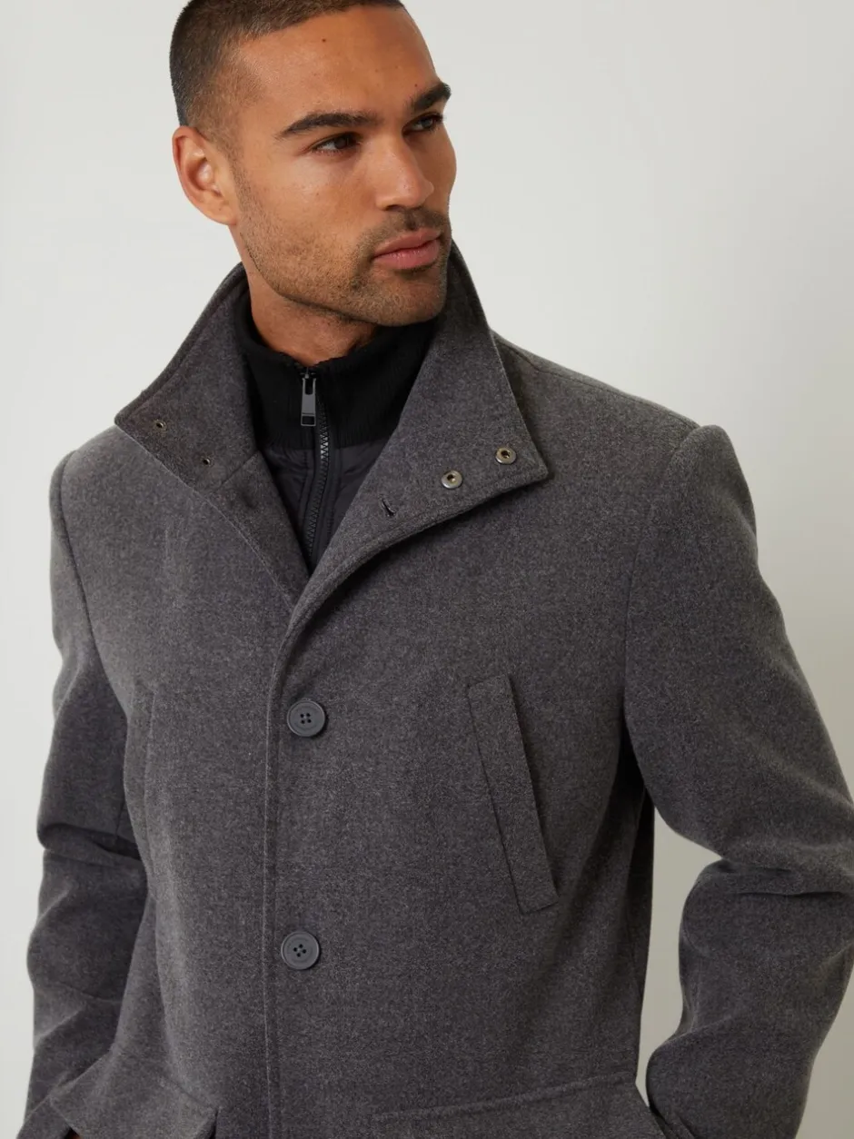Jassen En Jacks*Threadbare - Lange utility-jas van imitatie-wol met laagjeslook Grijs