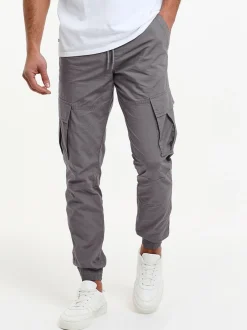 Broeken En Chino's*Threadbare - slim-fit cargobroek met boorden en 100% katoen Grijs
