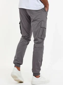 Broeken En Chino's*Threadbare - slim-fit cargobroek met boorden en 100% katoen Grijs