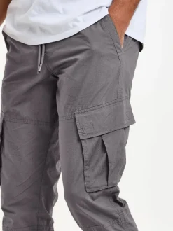 Broeken En Chino's*Threadbare - slim-fit cargobroek met boorden en 100% katoen Grijs
