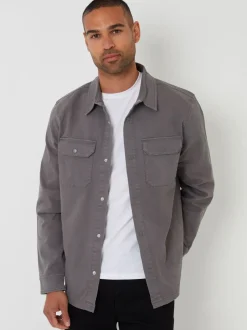Blazers En Business-Jasjes|Threadbare - Snap Fastening Shacket Grijs