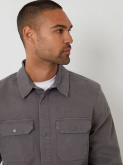 Blazers En Business-Jasjes|Threadbare - Snap Fastening Shacket Grijs