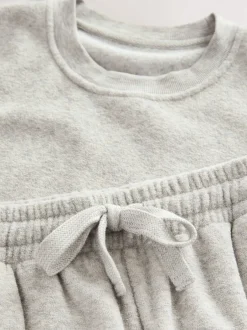 Pyjama's|Next - Towelling Short Sleeve Pyjamas Set Grijs