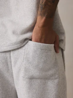 Pyjama's|Next - Towelling Short Sleeve Pyjamas Set Grijs